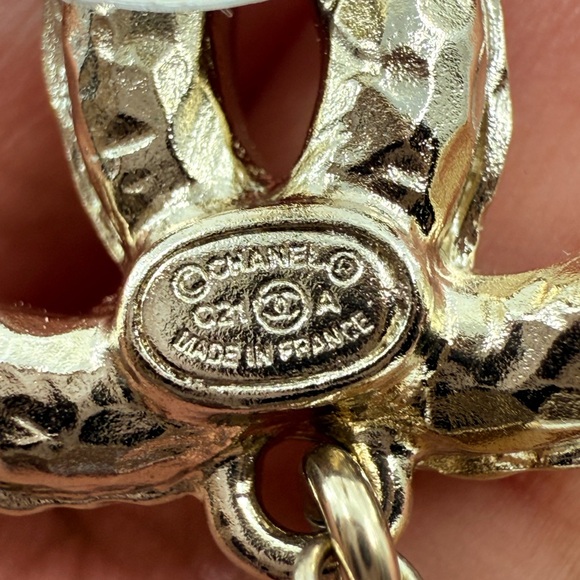 CHANEL Statement Gold Crystal CC and Pearl Dangle Earrings - Picture 7 of 12